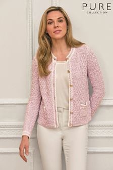 Pure Collection Pink Cotton Twist Basket Weave Cardigan (B49188) | €159