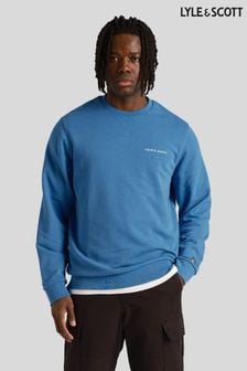 Lyle & Scott Blue Loopback Embroidered Crew Neck Sweatshirt (B49222) | SGD 145