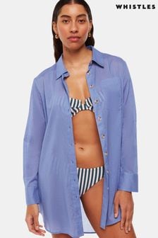 Whistles Blue Denim Longline Beach Shirt (B49245) | KRW147,300