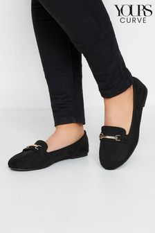 Yours Curve Black Faux Suede Buckle Loafers In Extra Wide EEE Fit (B49283) | €40