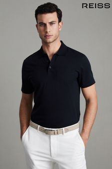 Reiss Navy Austin Mercerised Cotton Polo Shirt (B49472) | SGD 187