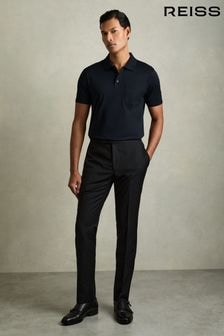 Reiss Navy Austin Mercerised Cotton Polo Shirt (B49472) | $120