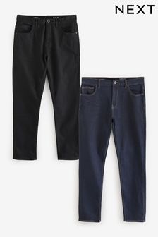 Blue Indigo Rinse/Black Solid Slim Fit Classic Stretch Jeans 2 Pack (B49478) | $78