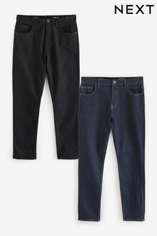 Blue Indigo Rinse/Black Solid Classic Stretch Slim Fit Jeans 2 Pack (B49478) | $78