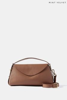 Mint Velvet Brown Leather Shoulder Bag (B49554) | OMR72