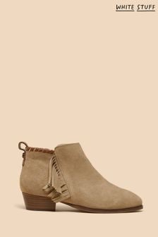 White Stuff Natural Acacia Suede Fringe Ankle Boots (B49646) | Kč3,135