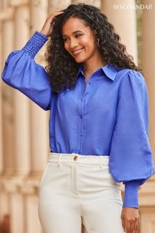 Sosandar Purple Linen Blend Blouson Sleeve Shirt (B49655) | €73