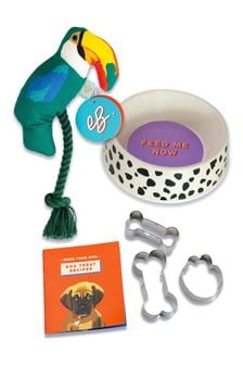Emily Brooks Dalmation Print Dog Bowl, Treat Kit & Toucan Toy Set (B49674) | $80