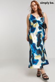 Simply Be Blue Satin Cami Slip Dress (B49796) | AED233