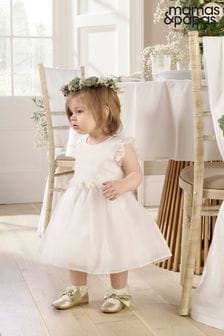 Mamas & Papas Organza Flower White Dress