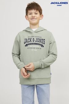 JACK & JONES JUNIOR Grey Logo Hoodie (B49854) | SGD 48
