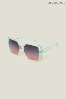 Accessorize Green Oversized Ombre Crystal Sunglasses (B49948) | kr310