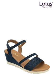 Lotus Blue Open Toe Wedge Sandals (B49978) | $72