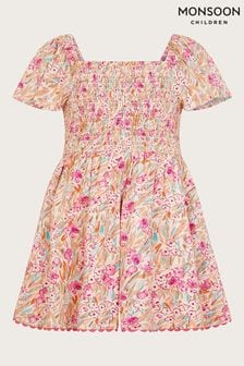 Monsoon Pink Brushed Floral Dress (B49990) | kr363 - kr415