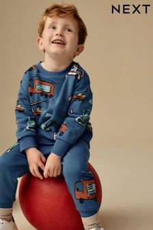 Blue Vehicles All Over Print Character Sweatshirt and Joggers Set (3mths-7yrs) (B50116) | kr290 - kr350