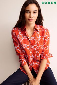 Boden Orange Sienna Linen Shirt (B50162) | $111