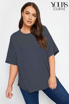 Yours Curve Blue Oversized Boxy T-Shirt (B50253) | AED122