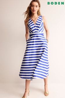 Синий - Платье миди в полоску с вставками и лифом Boden (B50332) | €195