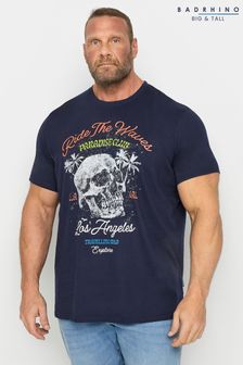 BadRhino Big & Tall Blue Ride The Wave Skull T-Shirt (B50495) | kr247