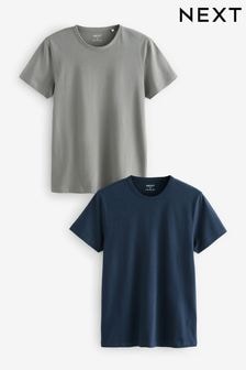 Navy Blue/Grey Slim Fit 100% Cotton Underwear T-Shirts 2 Pack (B50520) | $23