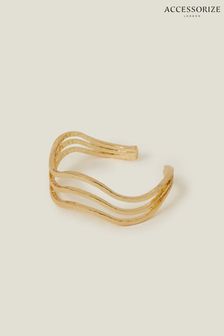 Accessorize Gold Tone Wavy Layered Bangle (B50526) | ₪ 70