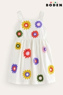 Boden White Textured Appliqué Dress (B50555) | $77 - $87