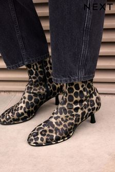 Kitten heel animal print boots shop