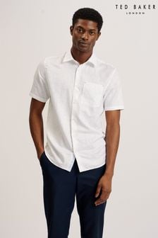 Blanco - Ted Baker Palomas Short Sleeve Linen Cotton Shirt (B50627) | 120 €