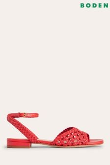 Boden Red Woven Flat Sandals (B50712) | MYR 690