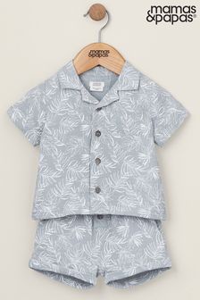 Mamas & Papas Blue Palm Print Shirt And Shorts Set 2 Piece (B51002) | kr530