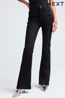 Черный - Embellished Supersoft Flare Jeans (B51044) | €38