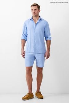 French Connection Blue Long Sleeve Linen Shirt (B51139) | Kč1,785