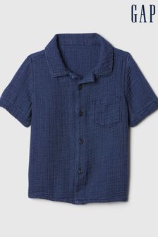 Gap Blue Crinkle Cotton Short Sleeve Baby Shirt (Newborn-5yrs) (B51297) | kr195