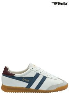 Gola White Mens Torpedo Leather Lace-Up Trainers (B51410) | $198