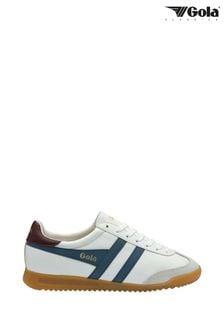 Gola White/Moonlight/Burgundy Mens Torpedo Leather Lace-Up Trainers (B51410) | $154