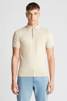 Remus Uomo Cream Slim Fit Knitted Cotton Short Sleeve Polo Shirt (B51497) | €95