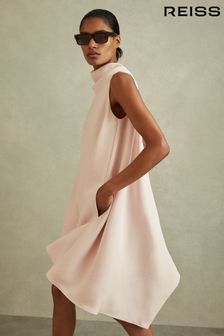Hautfarben - Reiss Shauna High-neck Drape Back Mini Dress (B51523) | 365 €