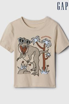 Gap Beige Cotton Graphic Crew Neck Short Sleeve T-Shirt (Newborn-5yrs) (B51657) | €11