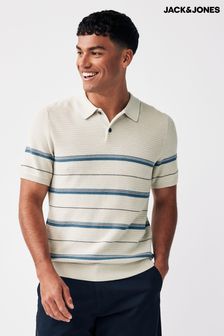 JACK & JONES Textured Knitted Stripe Polo Top