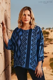 Live Unlimited Curve Mehrlagiges Top mit Ikat-Print, Blau (B51676) | 90 €