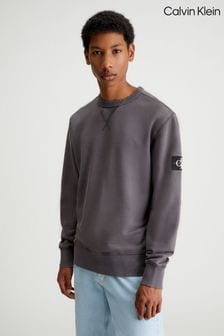 Calvin Klein Grey 100% Cotton Badge Crew Neck Jumper (B51757) | $154