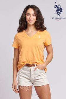 U.S. Polo Assn. Regular Fit Womens V-Neck T-Shirt (B51780) | AED139
