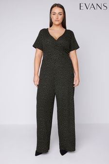 Evans Black Wrap Jumpsuit (B51854) | $72