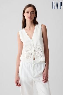 Gap White Linen-Blend Waistcoat Vest (B51887) | €63