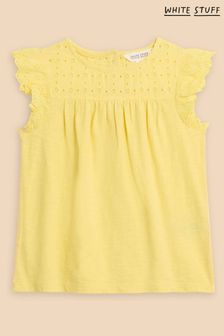 White Stuff Yellow Broderie Top