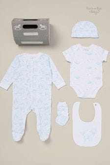أزرق - Rock-a-bye Baby Boutique  Printed All In One Cotton 5-piece Baby Gift Set (B52027) | 139 د.إ