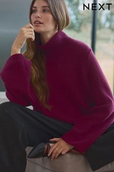 Red Burgundy Premium Relaxed Fit Oversized Knitted Jumper with Cashmere (B52047) | $182