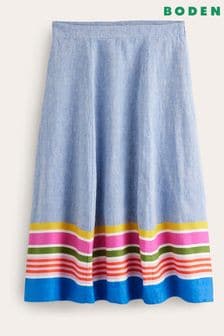 Boden Blue Stripe Hem Skirt (B52102) | 619 QAR