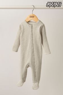 Mamas & Papas Rib Oatmeal Zip Natural Sleepsuit (B52139) | €25