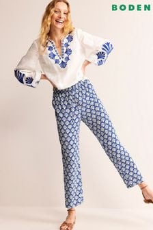 Boden Blue Crinkle Tapered Trousers (B52285) | €109